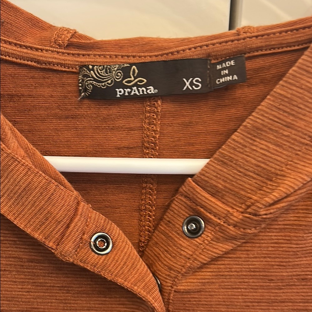 Prana Burnt Orange Buttoned Hoodie View 2